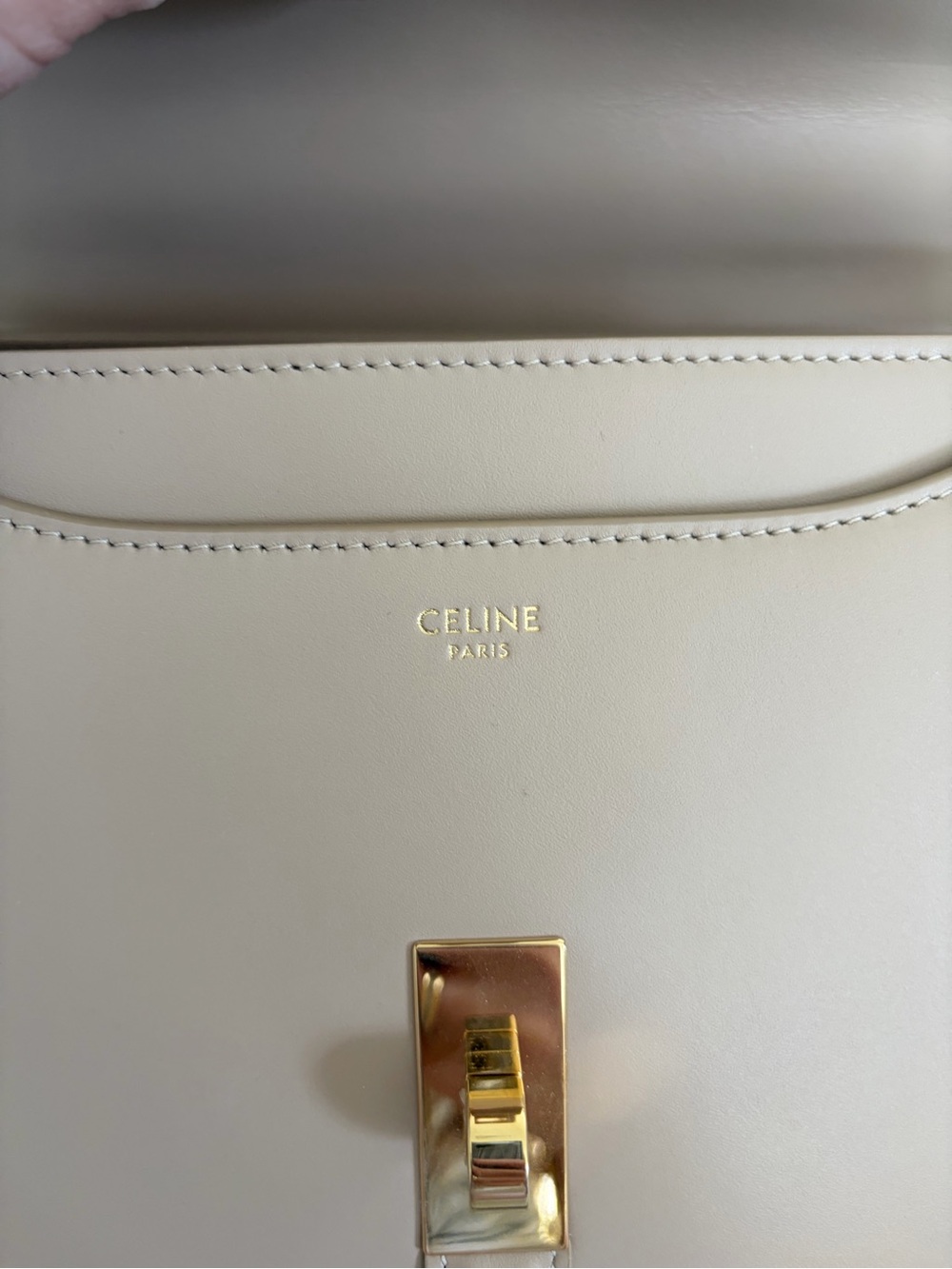 Celine Taupe Leather Top-Handle Shoulder Bag with Gold Hardware - Picture 8 of 10